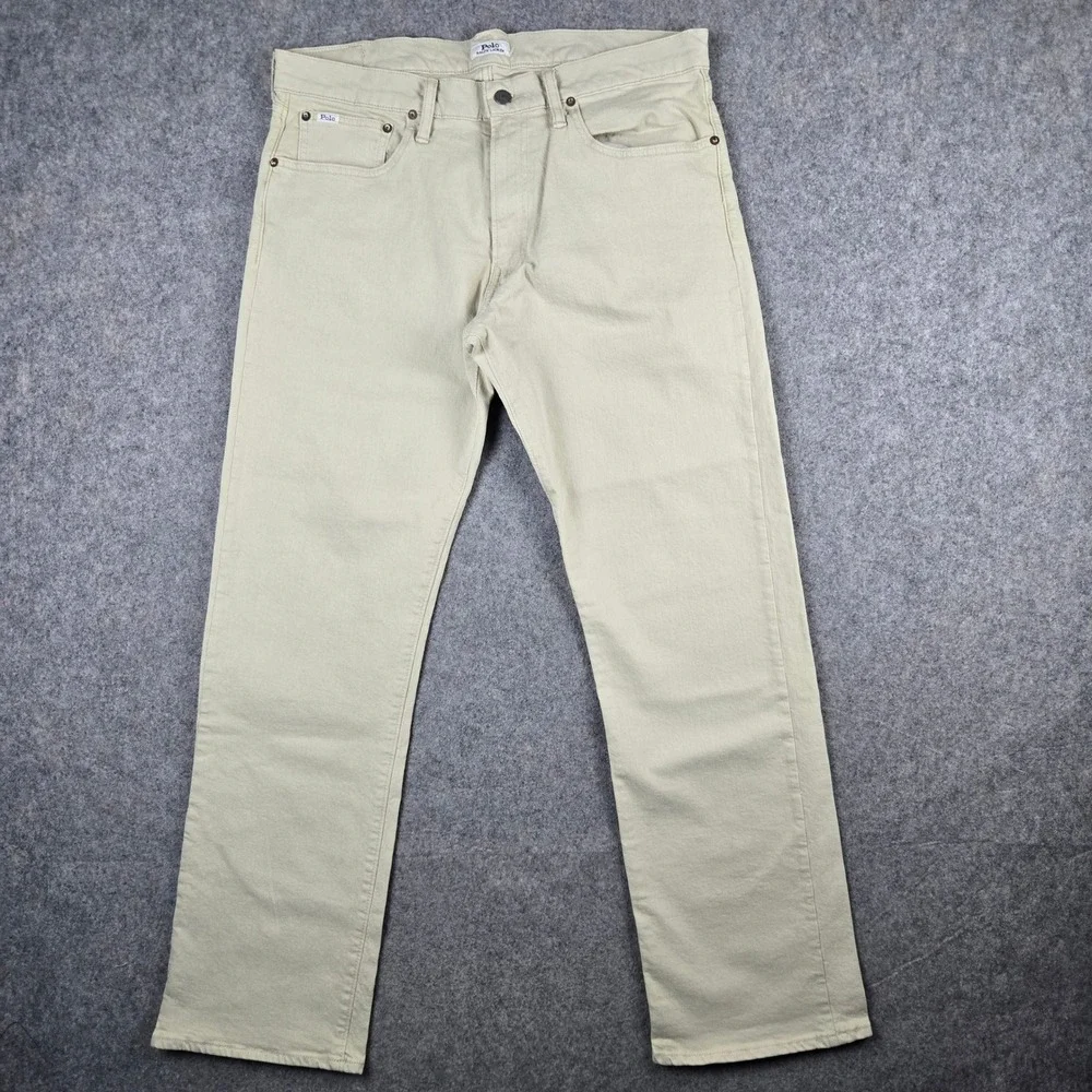 Polo Ralph Lauren Classic Fit Jeans Mens 34x32 Tan Khaki Denim Cotton Stretch